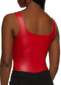 Faux Leather Tank Bodysuit sold by Rainbow