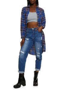 Plaid Button Front Flannel Shirt sold by Rainbow