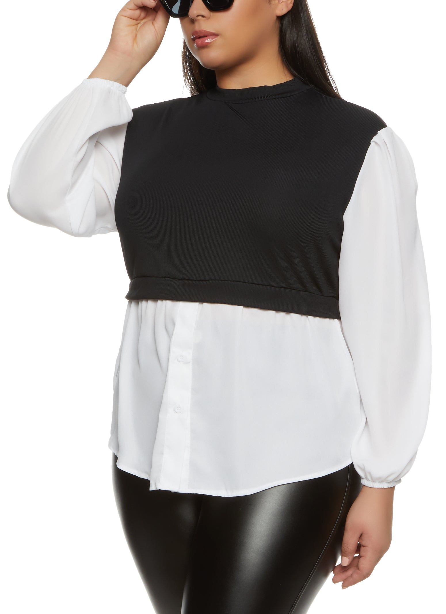 Plus Size Mock Neck Sweater Vest Shirt sold by Rainbow
