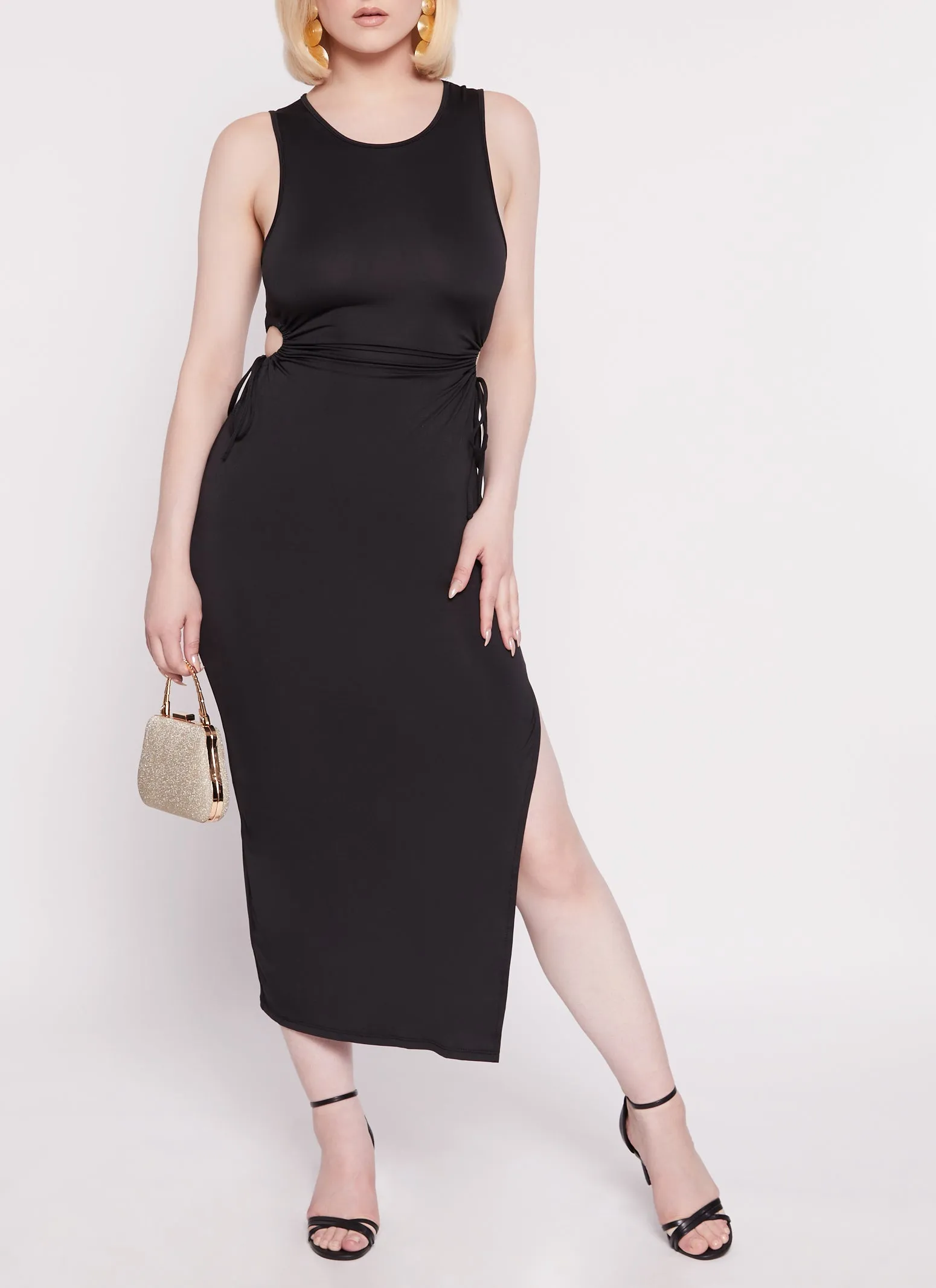 Drawstring Side Cut Out Waist Tank Dress sold by Rainbow product image thumbnail 2