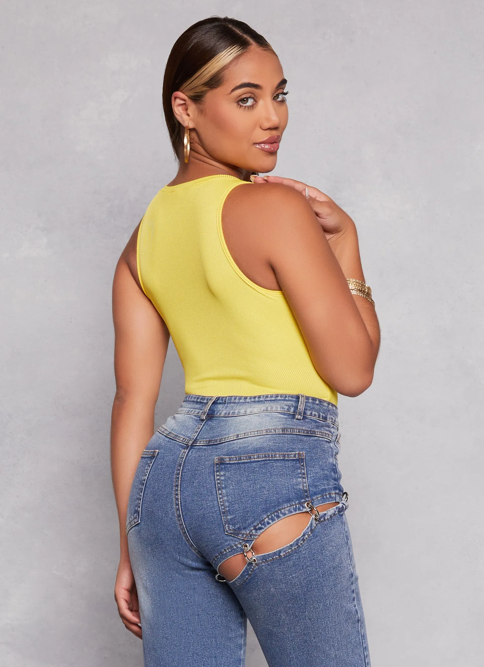 Daisy Ribbed Knit Tank Bodysuit sold by Rainbow product image thumbnail 3