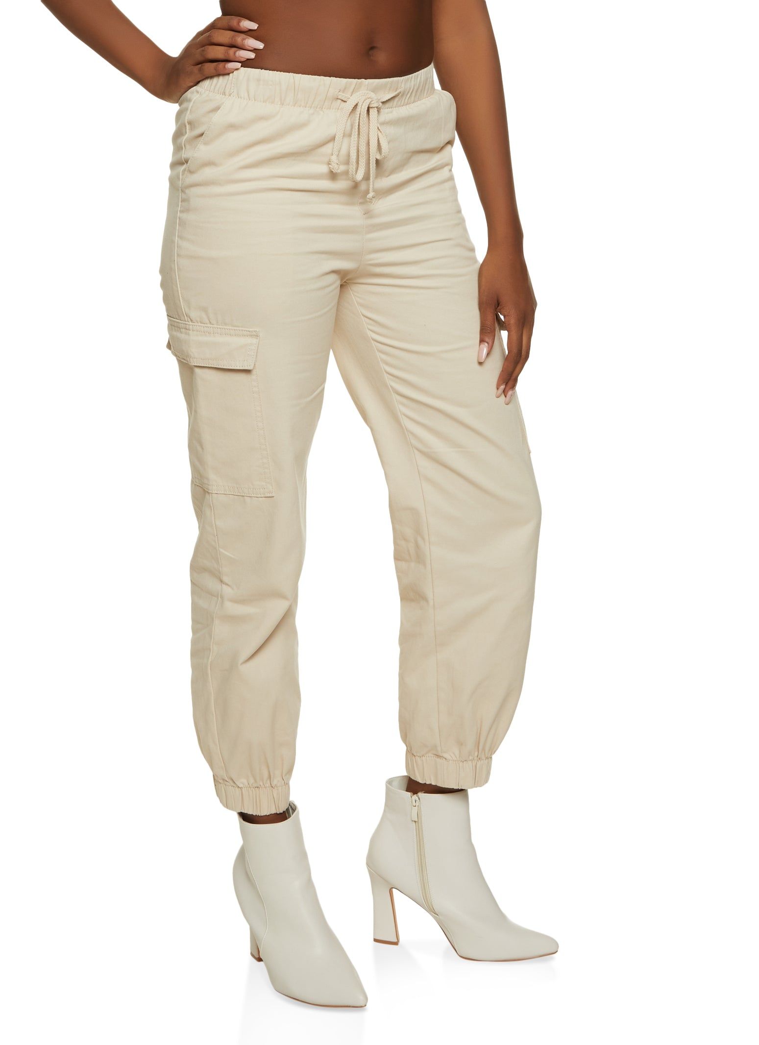 Solid Twill Cargo Pocket Joggers sold by Rainbow