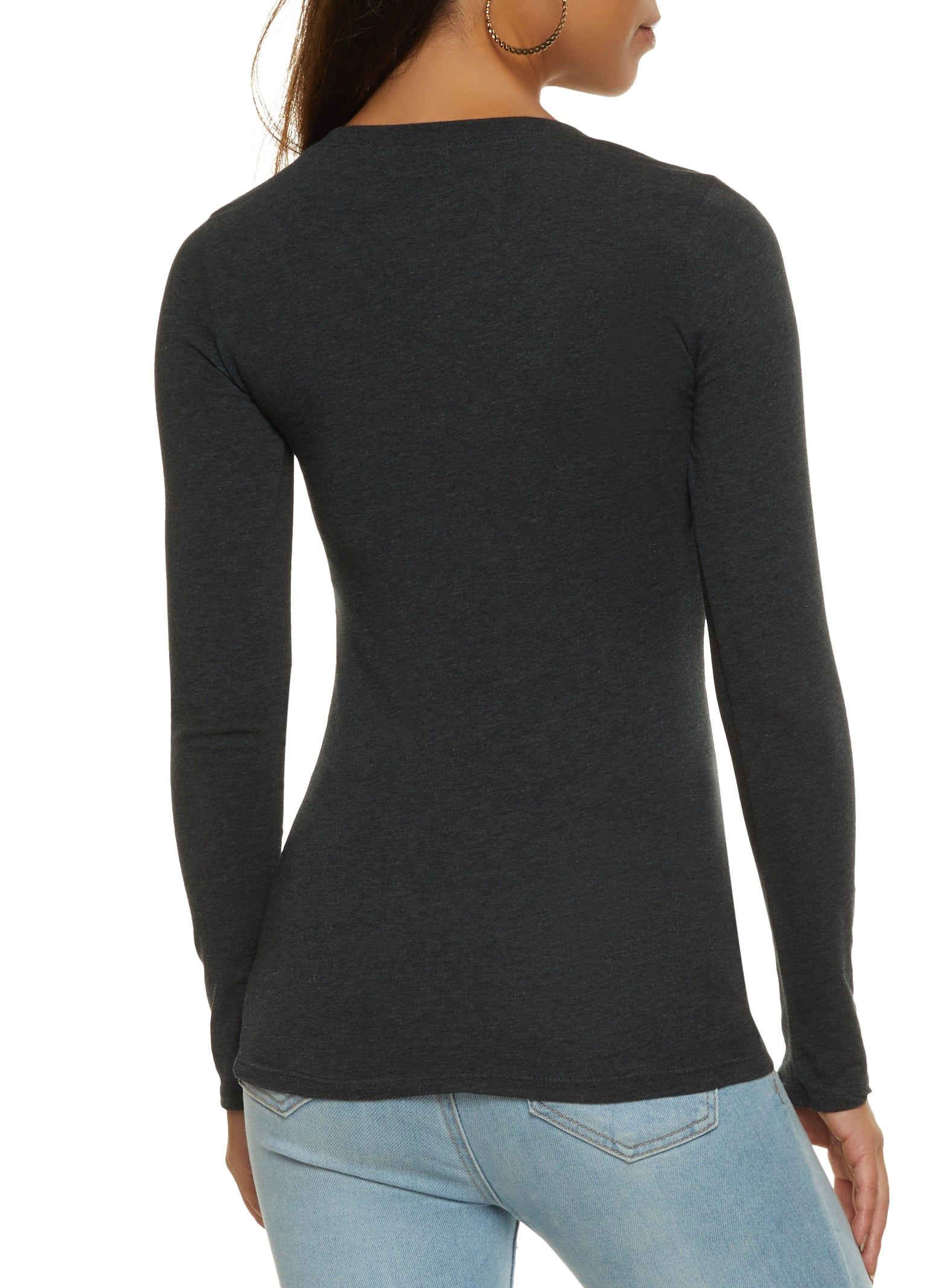 Basic Crew Neck Long Sleeve Tee sold by Rainbow product image thumbnail 2