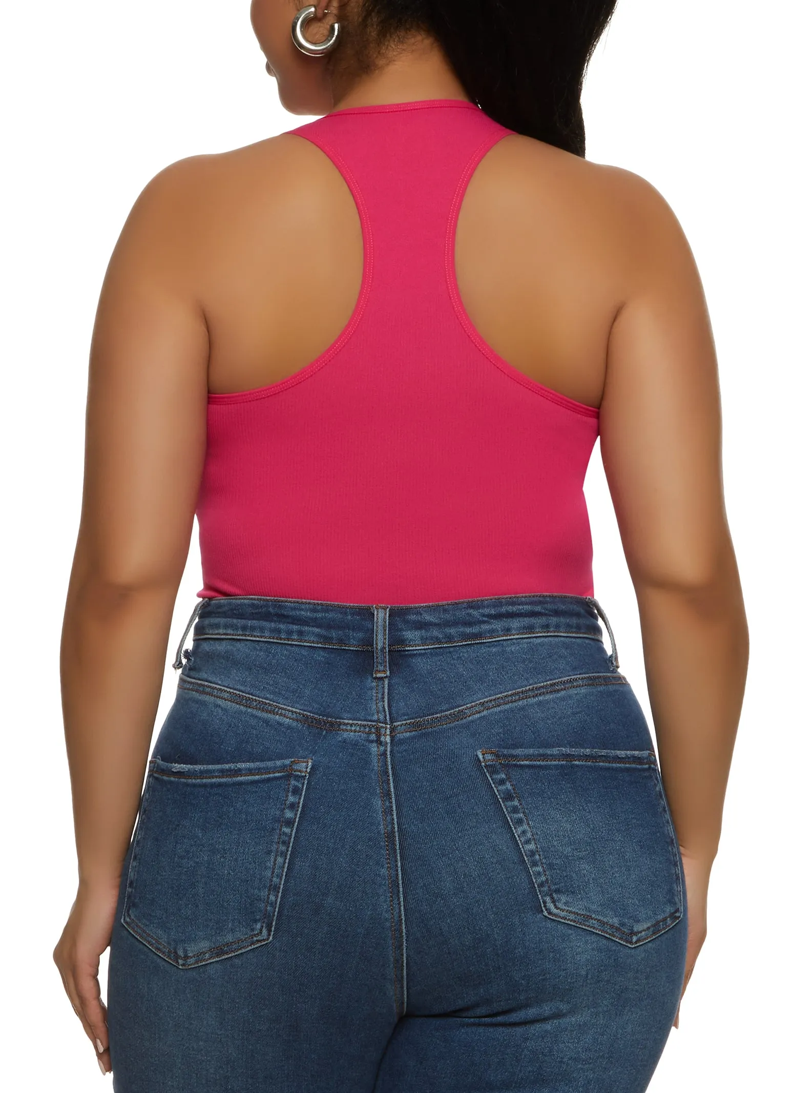 Plus Size Seamless Notch Neck Racerback Tank Bodysuit sold by Rainbow product image thumbnail 3