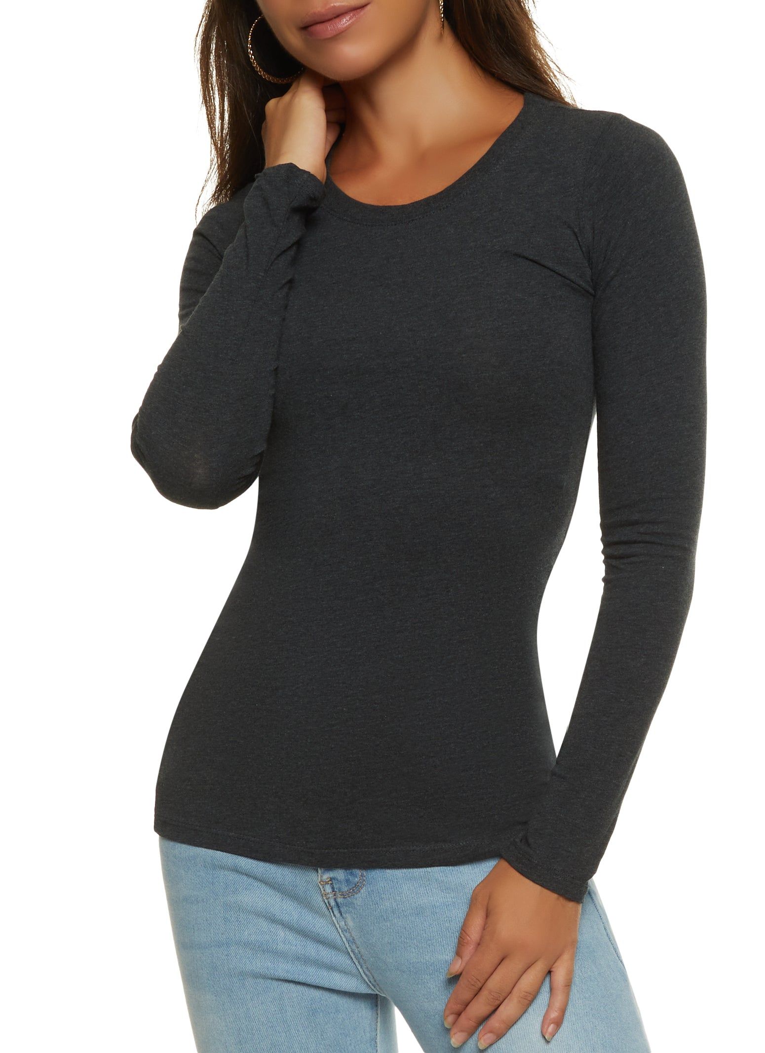 Basic Crew Neck Long Sleeve Tee sold by Rainbow
