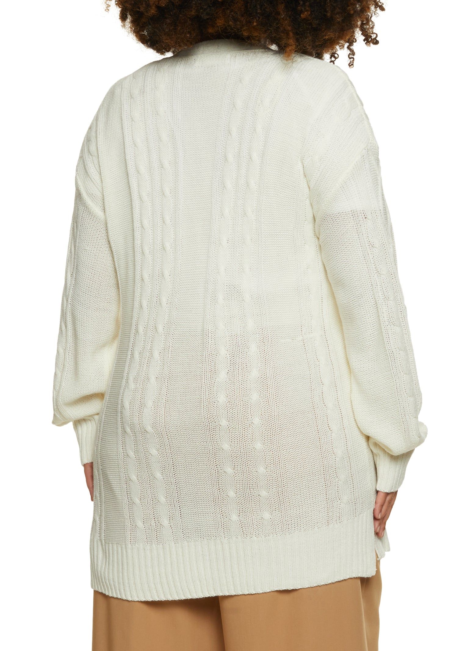 Plus Size Cable Knit Open Front Cardigan sold by Rainbow product image thumbnail 2
