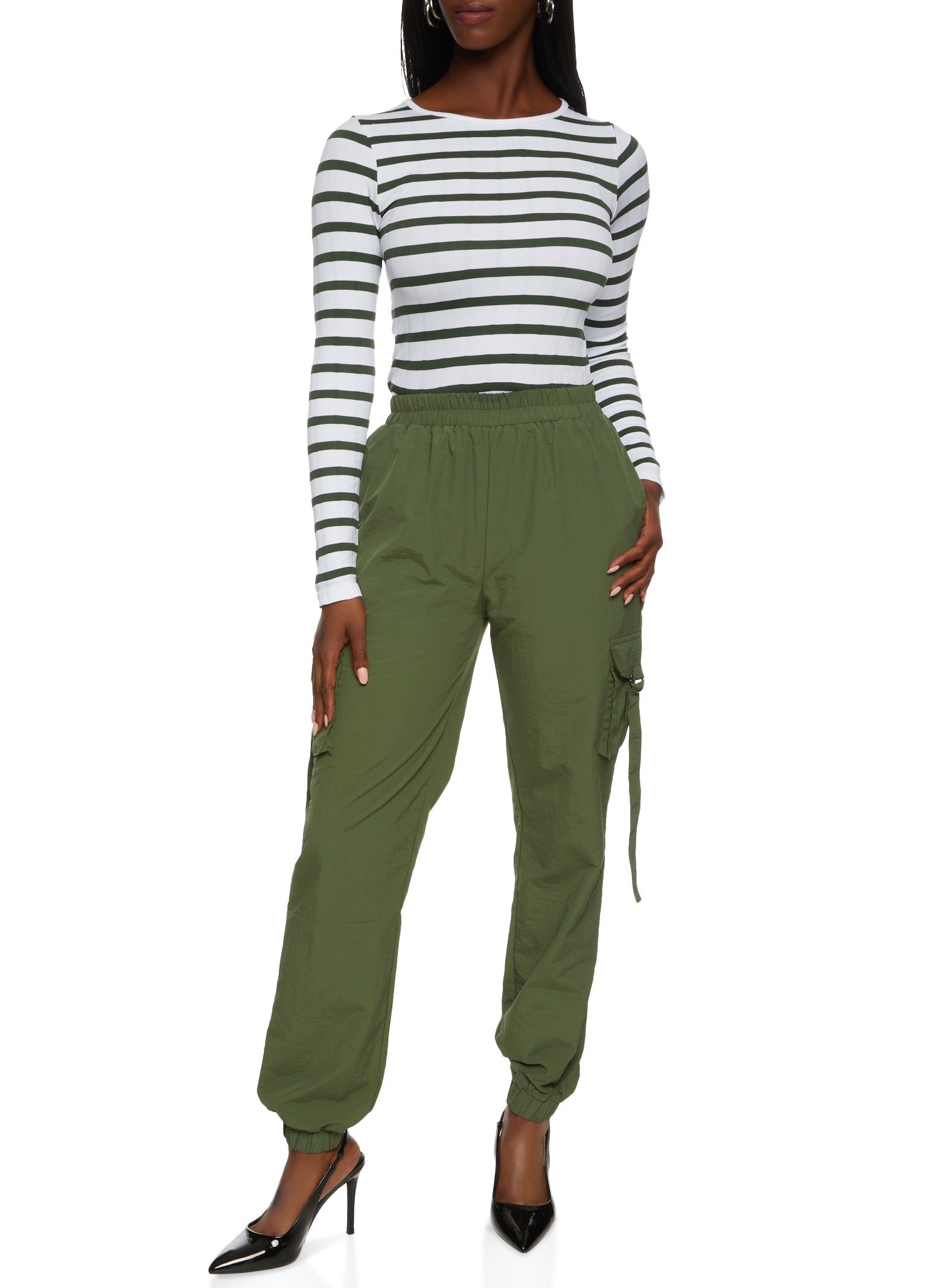 Nylon High Waisted Cargo Joggers sold by Rainbow product image thumbnail 2
