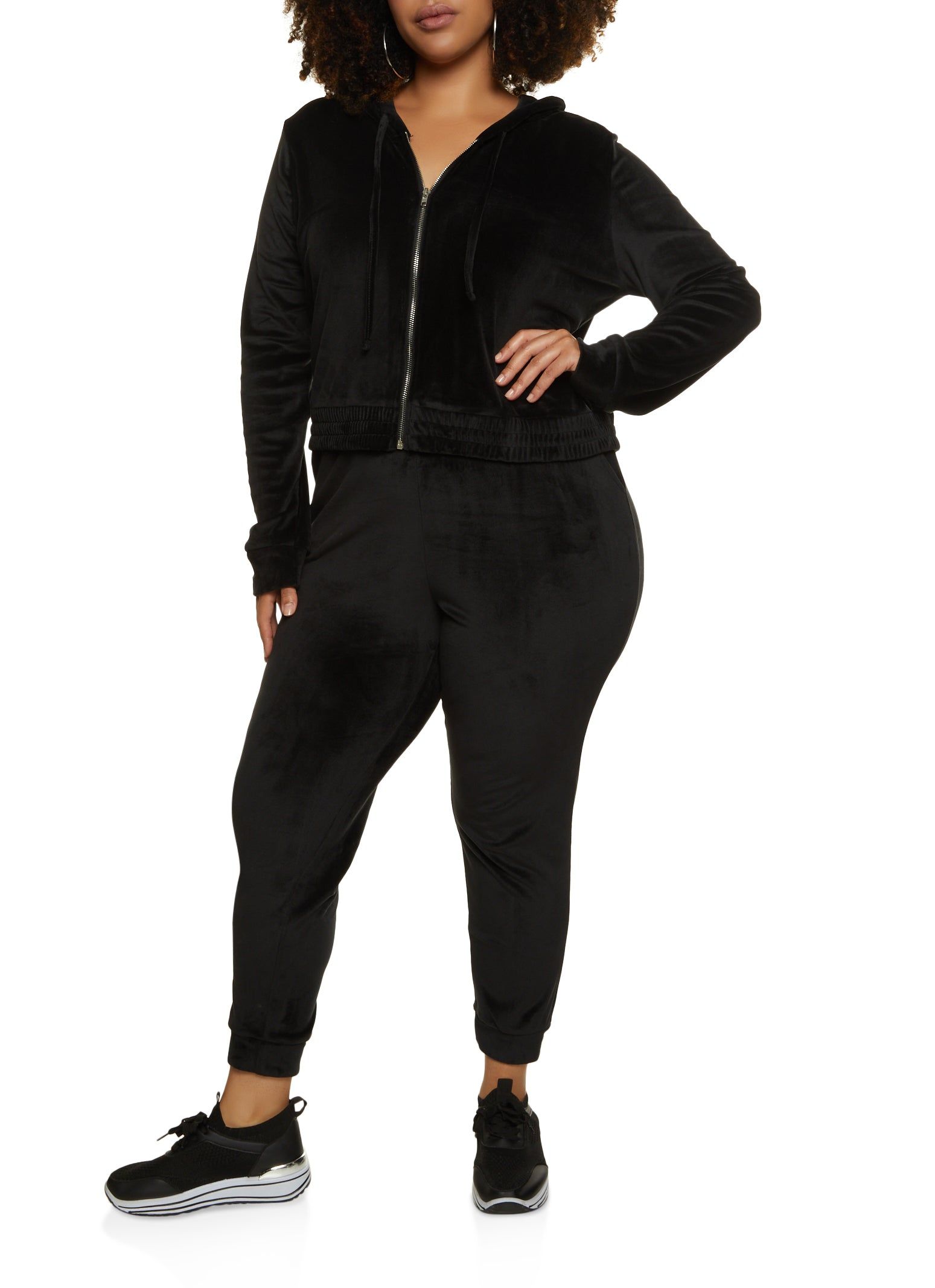 Plus Size Velour Zip Front Hoodie sold by Rainbow product image thumbnail 2