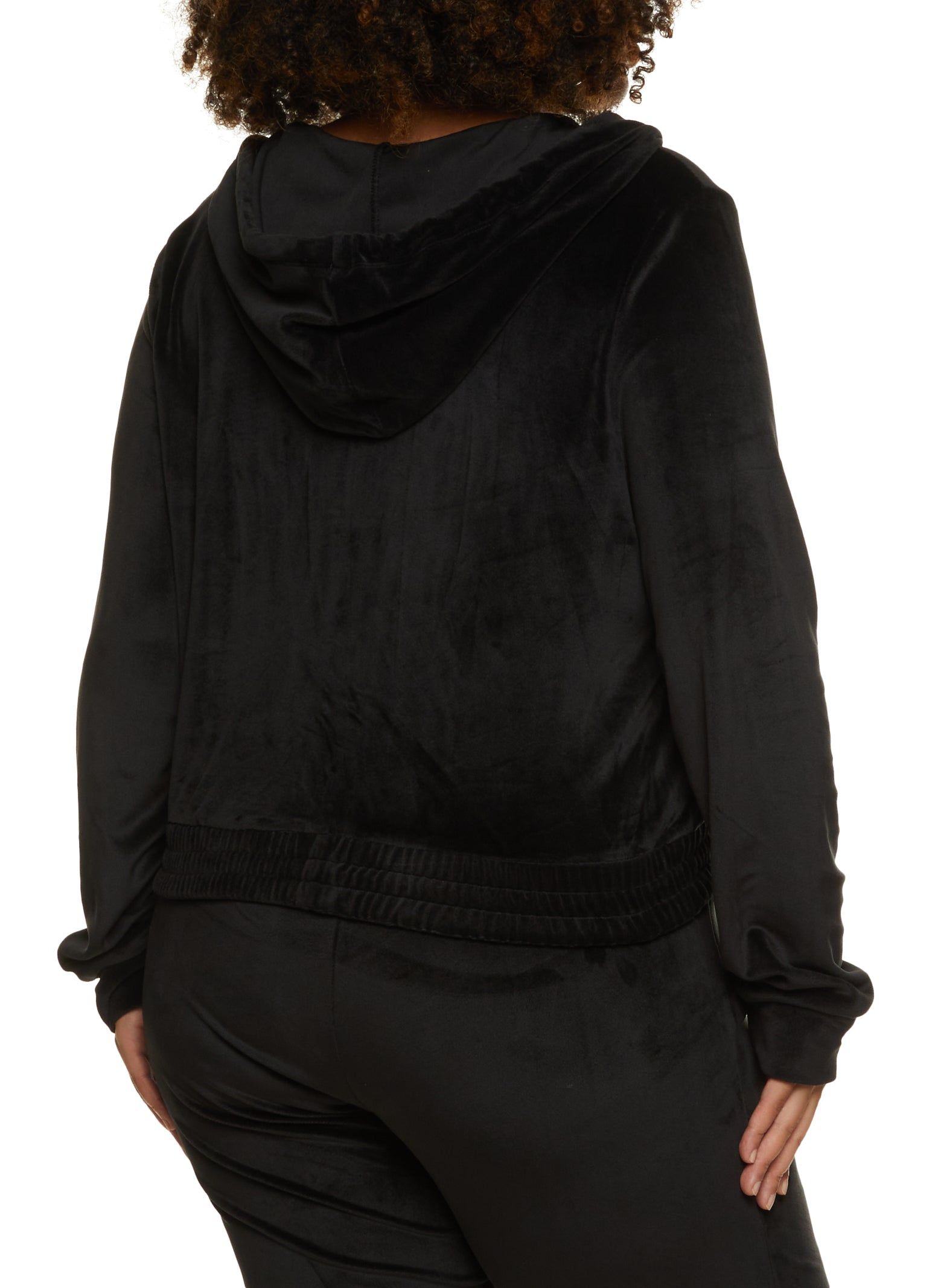 Plus Size Velour Zip Front Hoodie sold by Rainbow product image thumbnail 3