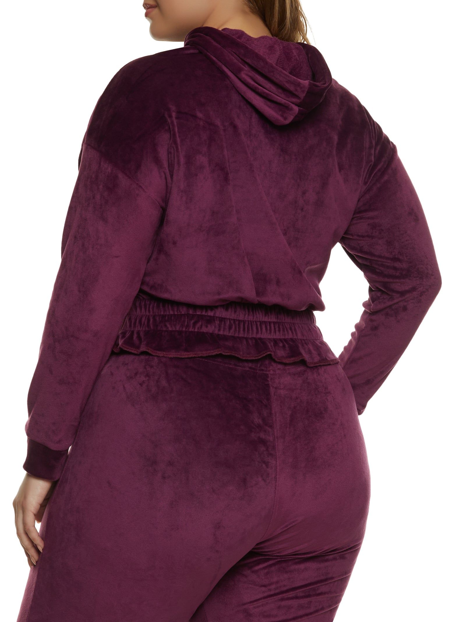 Plus Size Velour Elastic Waist Hoodie sold by Rainbow product image thumbnail 3