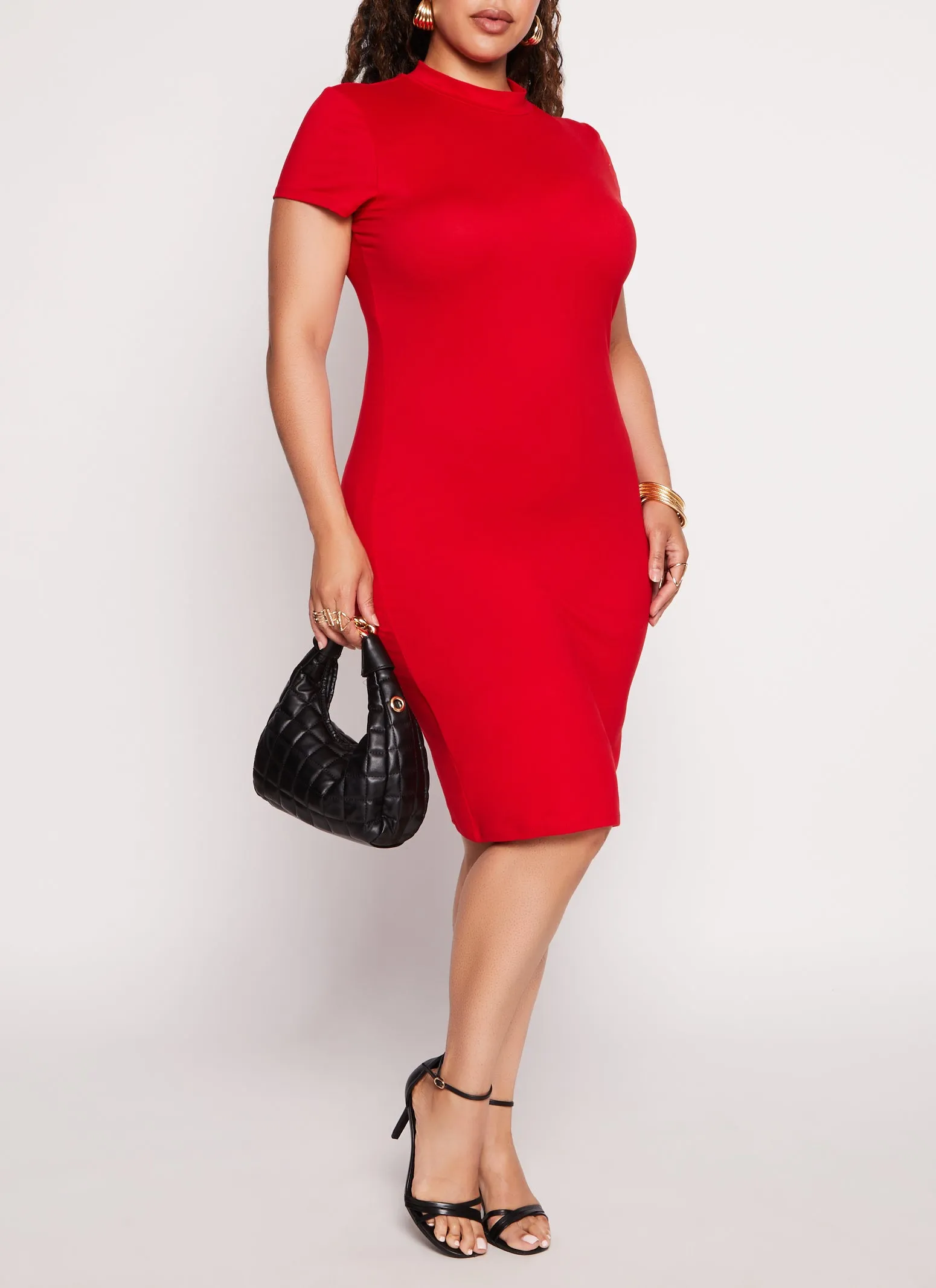 Plus Size Mock Neck T Shirt Dress sold by Rainbow
