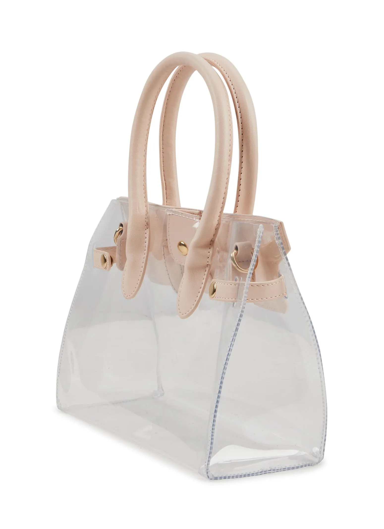 Faux Leather Handle Clear Clutch Bag sold by Rainbow product image thumbnail 3