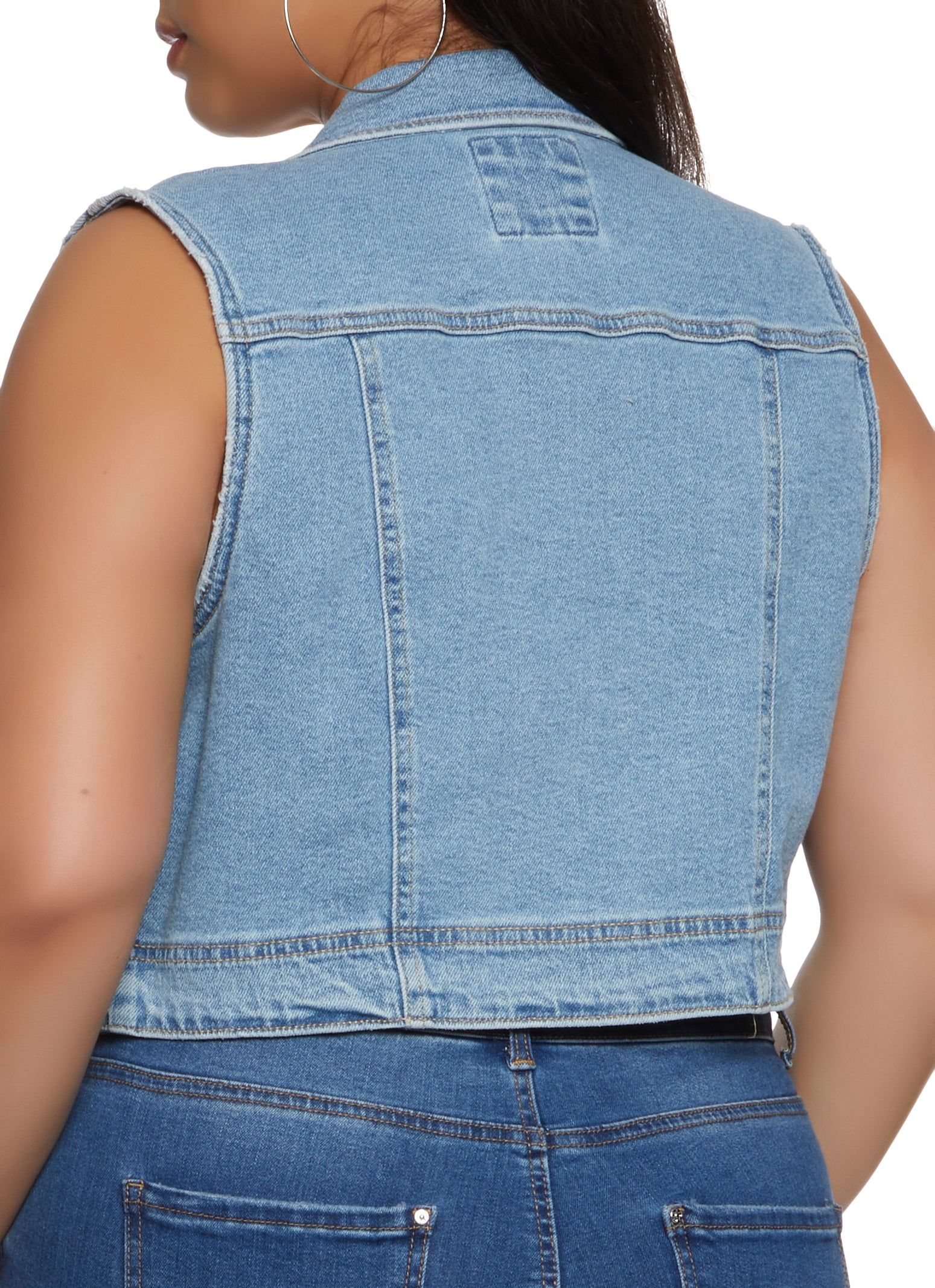 Plus Size WAX Distressed Denim Vest sold by Rainbow product image thumbnail 2