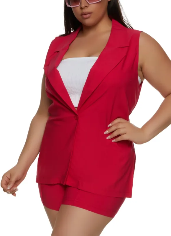 Plus Size Collared Blazer Vest sold by Rainbow