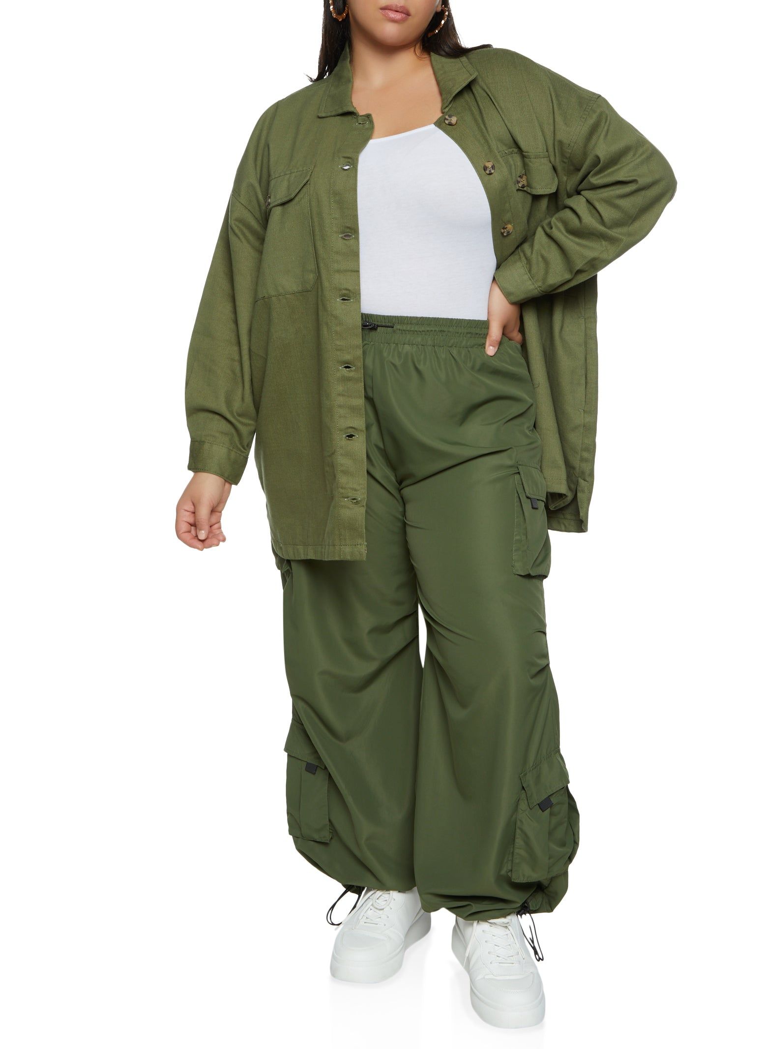 Plus Size Twill Button Front Shacket sold by Rainbow product image thumbnail 2