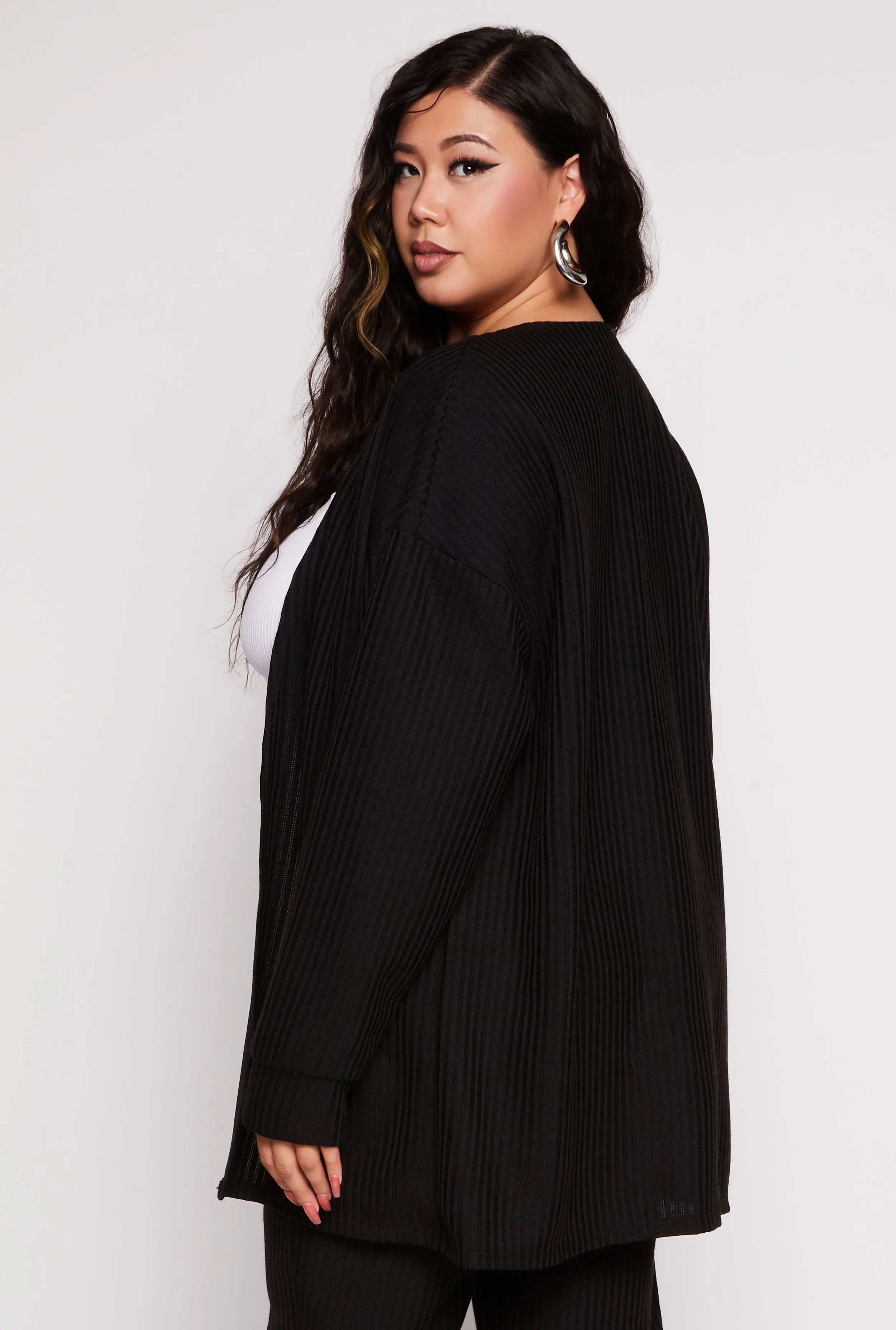 Plus Size Ribbed Open Front Cardigan sold by Rainbow product image thumbnail 3
