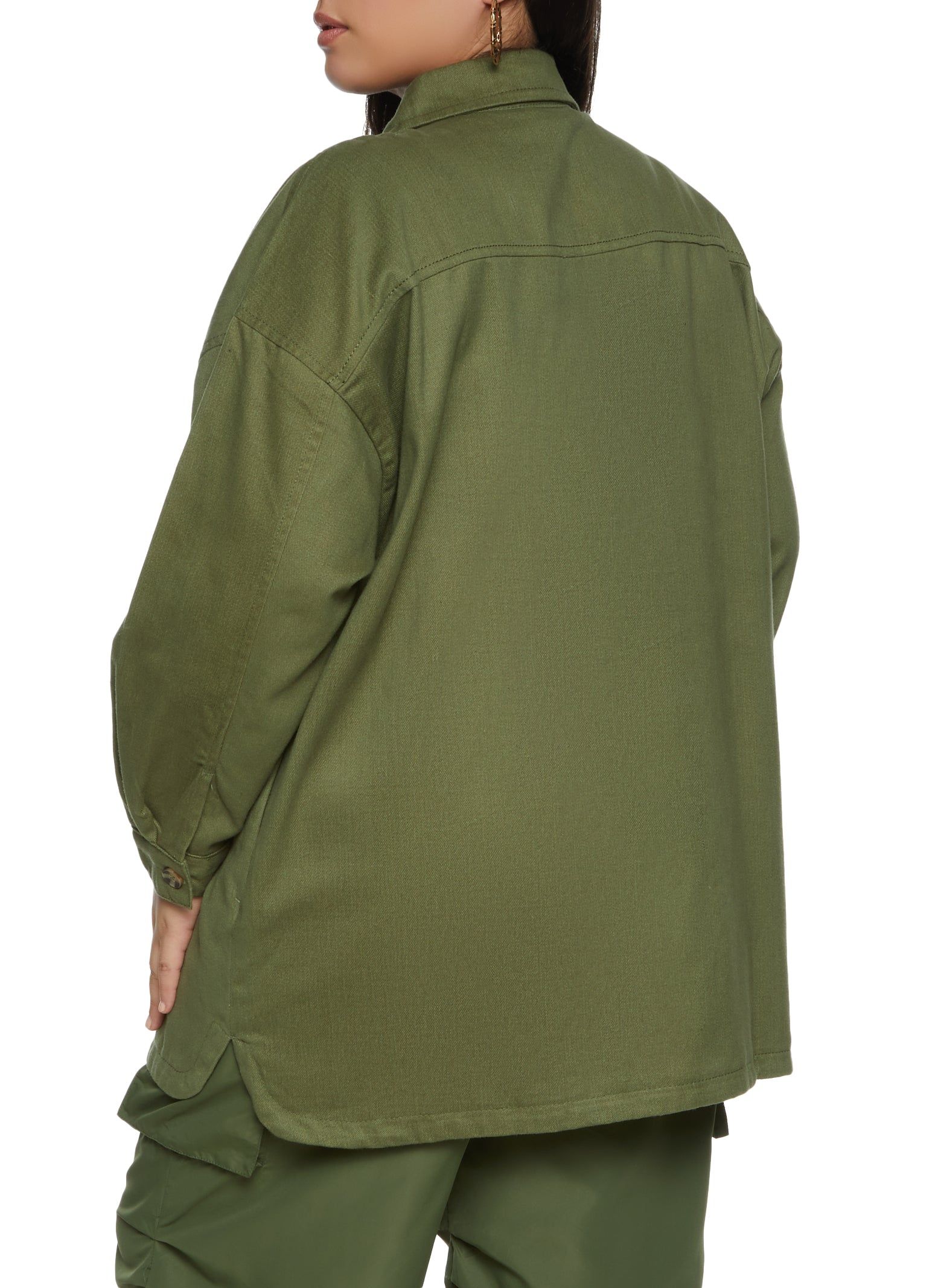 Plus Size Twill Button Front Shacket sold by Rainbow product image thumbnail 3