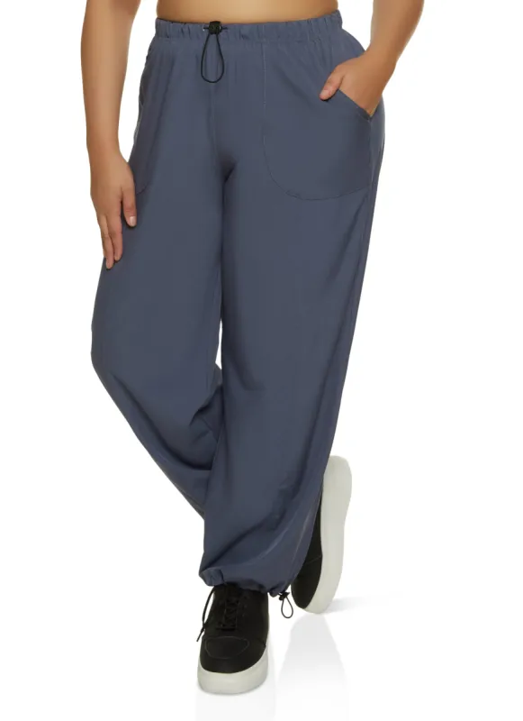 Plus Size Toggle Waist Parachute Pants sold by Rainbow