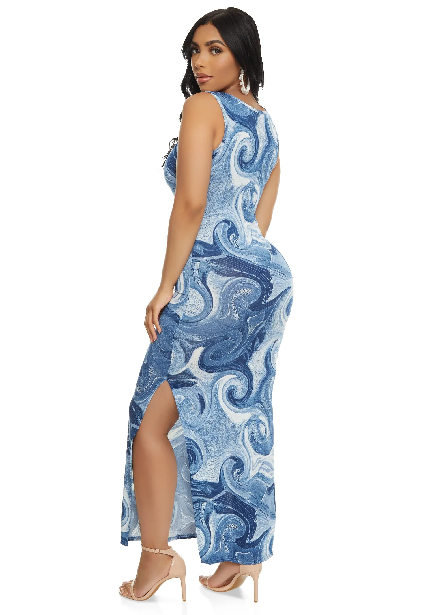 Swirl Print Scoop Neck Tank Maxi Dress sold by Rainbow product image thumbnail 3
