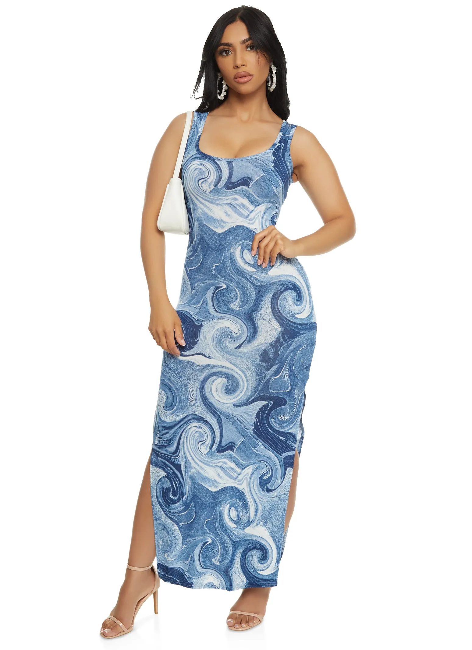 Swirl Print Scoop Neck Tank Maxi Dress sold by Rainbow