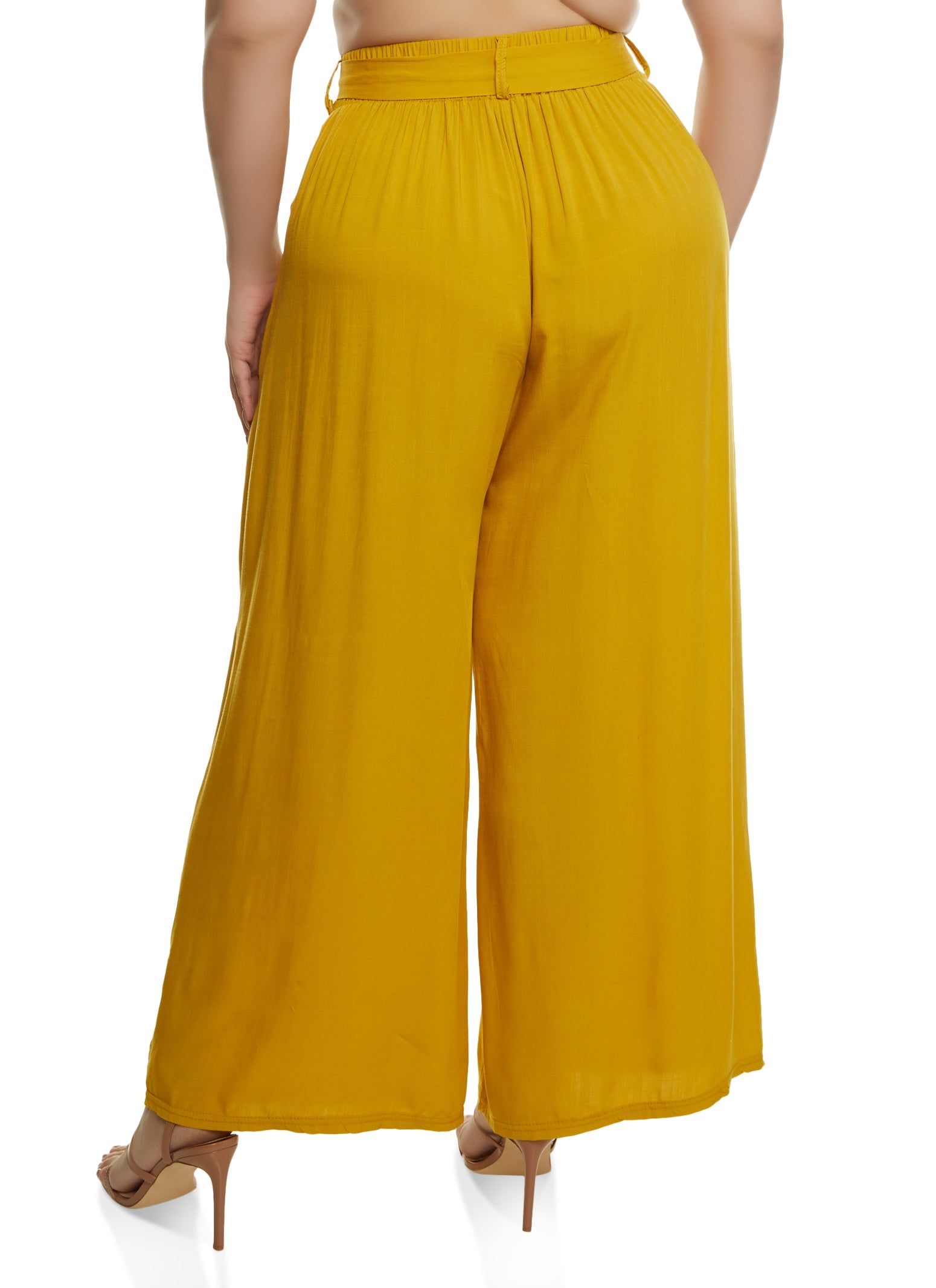 Plus Size High Waisted Tie Waist Wide Leg Pants sold by Rainbow product image thumbnail 2