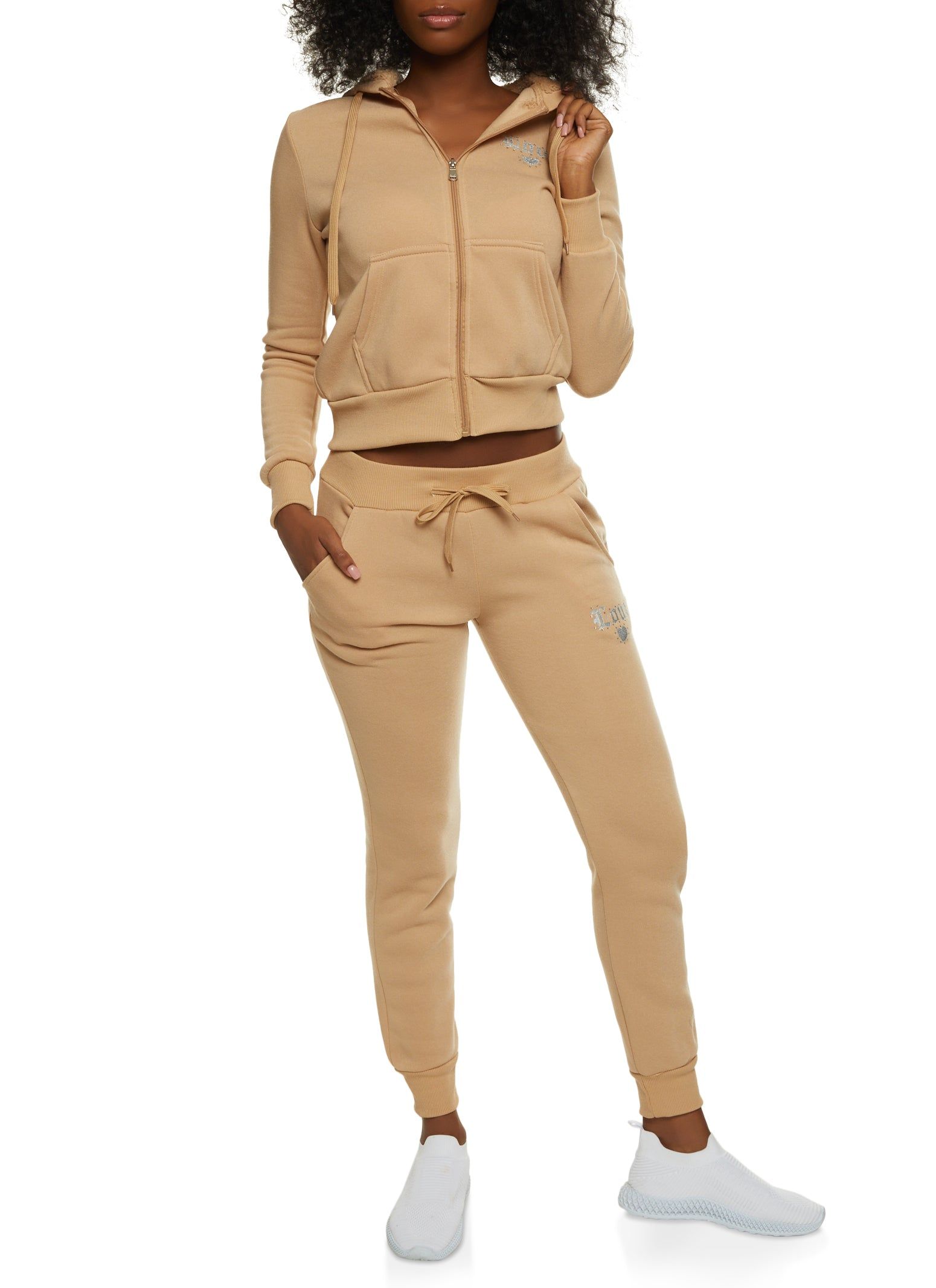 Love Rhinestone Zip Front Hoodie sold by Rainbow product image thumbnail 2
