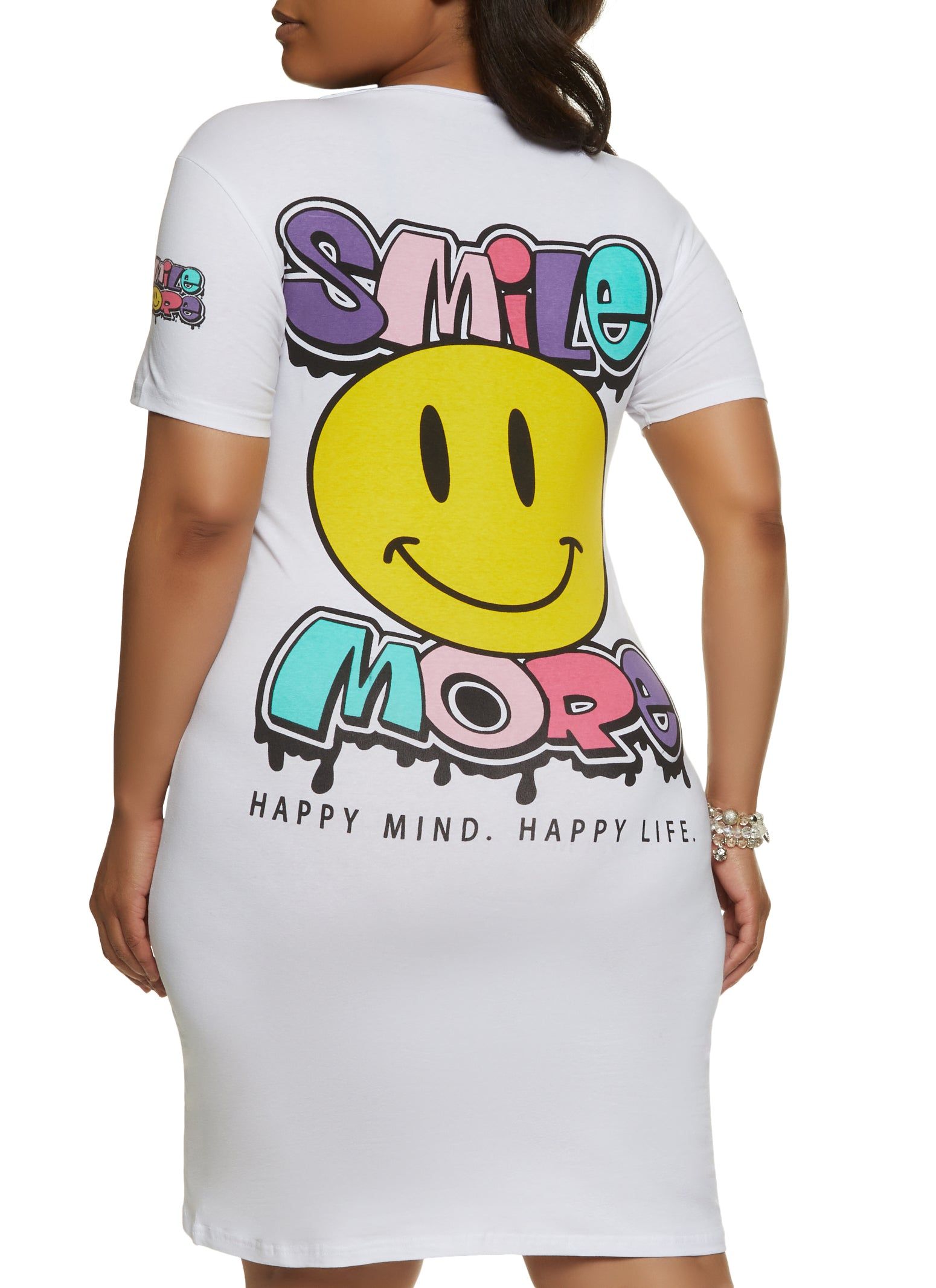 Plus Size Smile More T Shirt Dress sold by Rainbow product image thumbnail 3