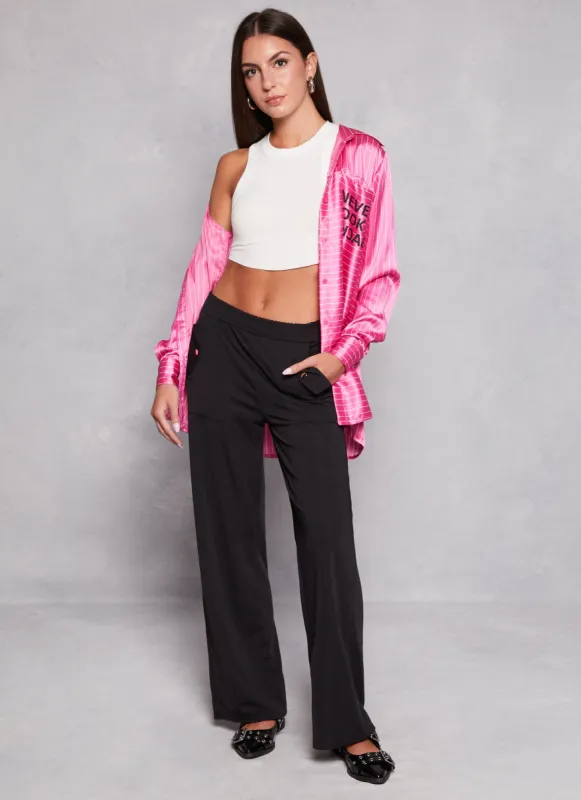 Crepe Knit Pocket Straight Leg Pants sold by Rainbow