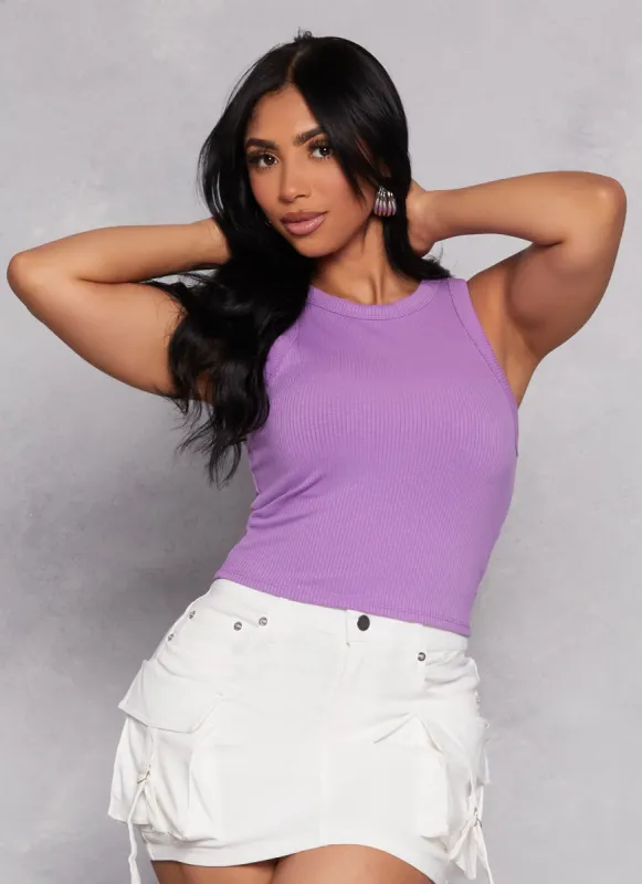 Basic High Neck Cropped Tank Top sold by Rainbow