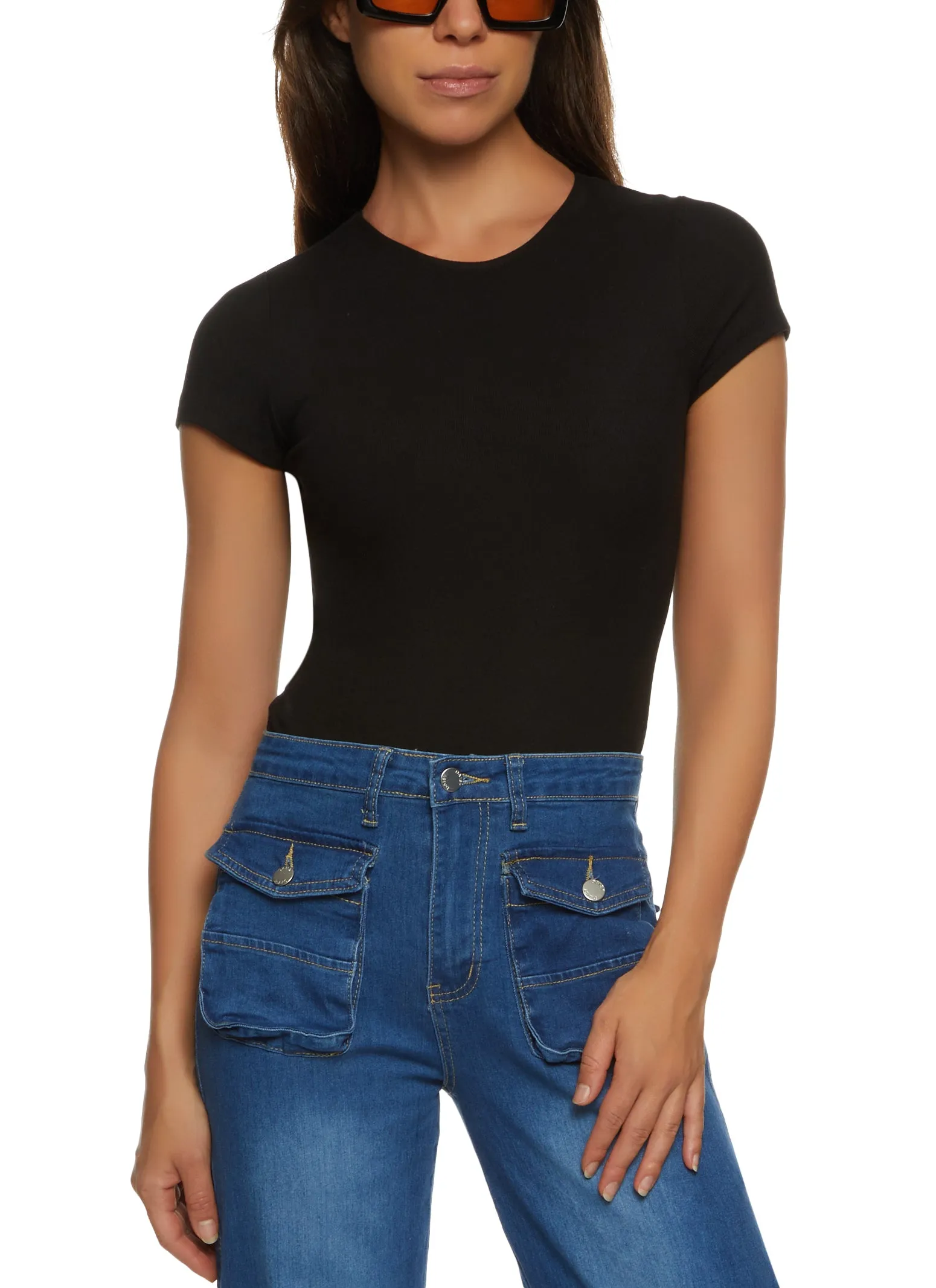 Basic Crew Neck Short Sleeve Bodysuit sold by Rainbow product image thumbnail 2