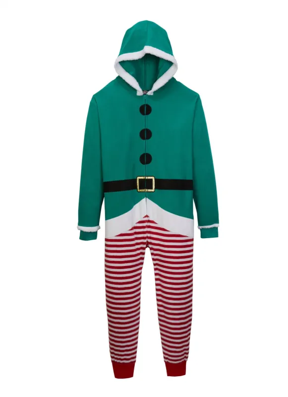 Mens Matching Elf Hooded Onesie Family Pajamas sold by Rainbow