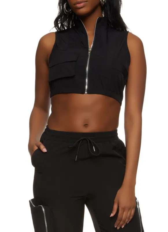 Zip Front Cargo Crop Top sold by Rainbow