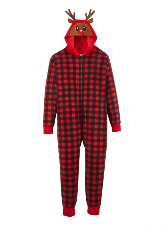 Mens Matching Reindeer Fleece Onesie Family Pajamas sold by Rainbow