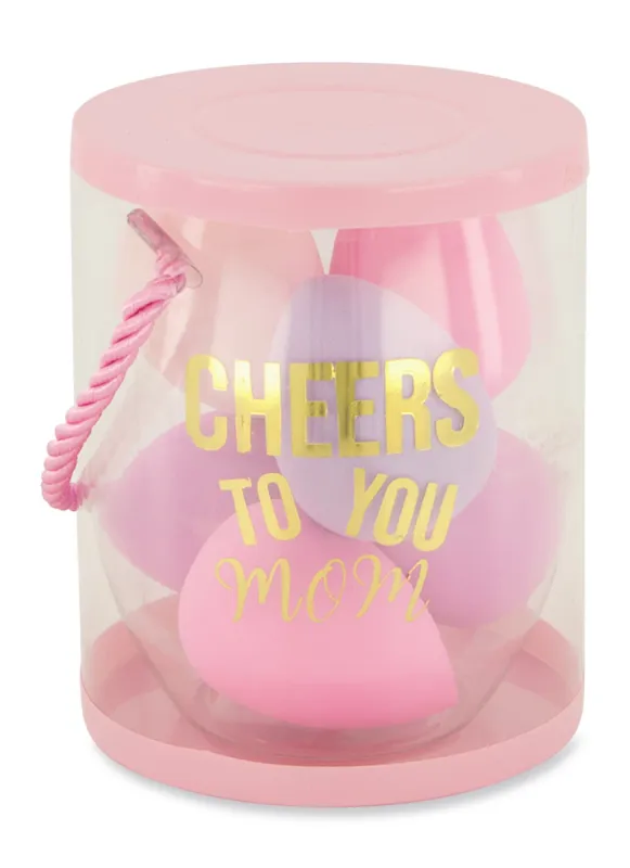 Cheers To You Wine Glass with Beauty Sponges sold by Rainbow