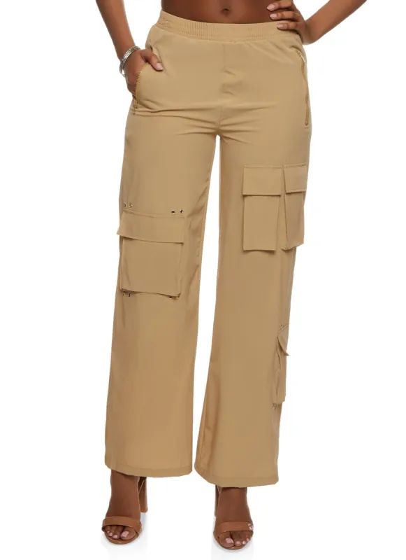 Nylon Wide Leg Cargo Pocket Pants sold by Rainbow