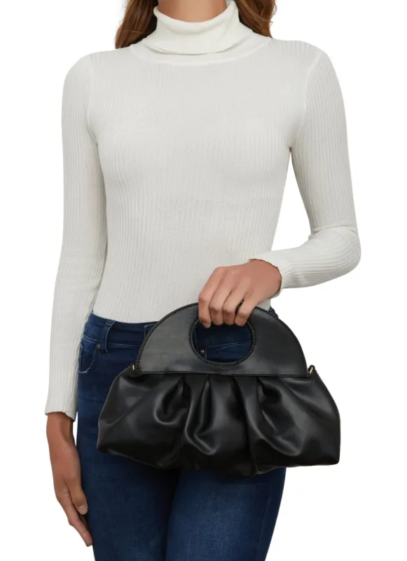 Faux Leather Pleated Convertible Pouch Clutch sold by Rainbow