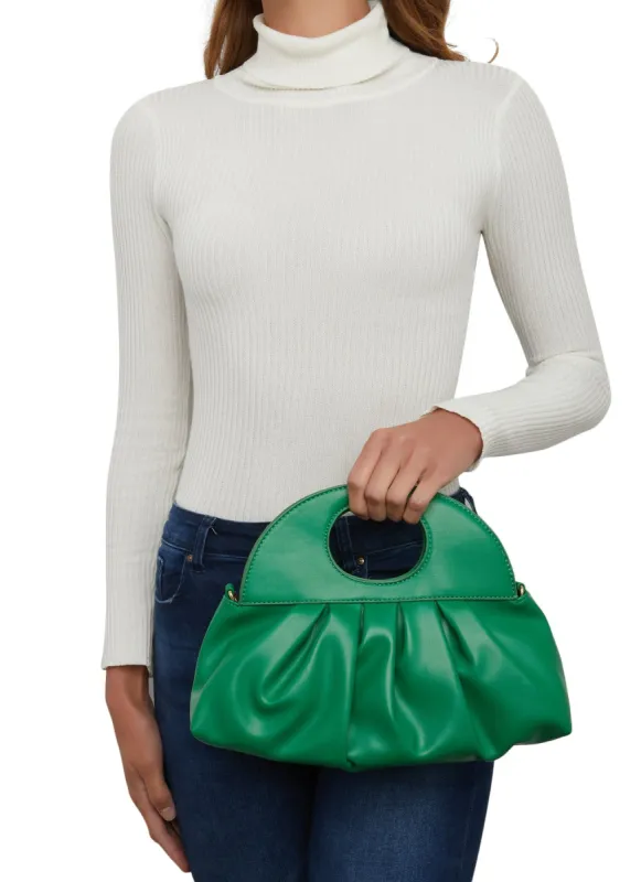 Faux Leather Pleated Convertible Pouch Clutch sold by Rainbow