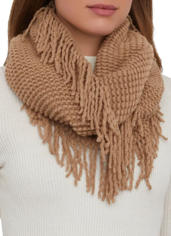 Fringe Knit Infinity Scarf sold by Rainbow