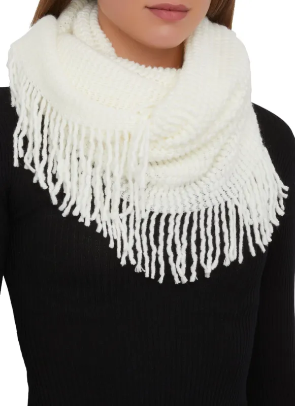 Fringe Knit Infinity Scarf sold by Rainbow
