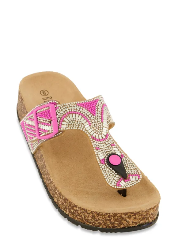 Embellished Footbed Thong Sandals sold by Rainbow