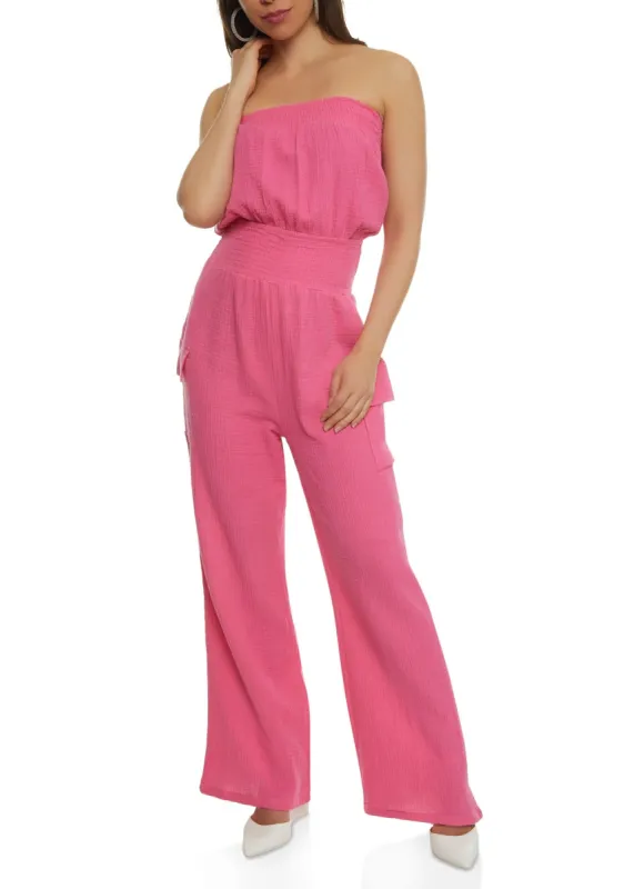 Strapless Smocked Jumpsuit sold by Rainbow