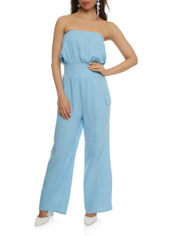 Strapless Smocked Jumpsuit sold by Rainbow