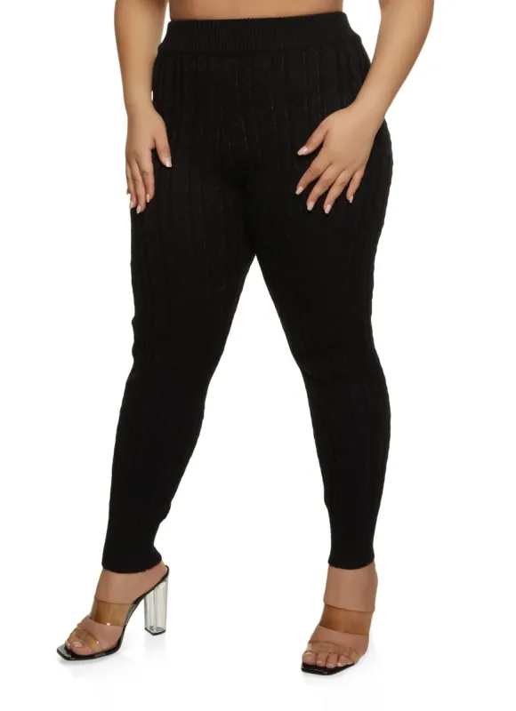 Plus Size Cable Knit Casual Pants sold by Rainbow