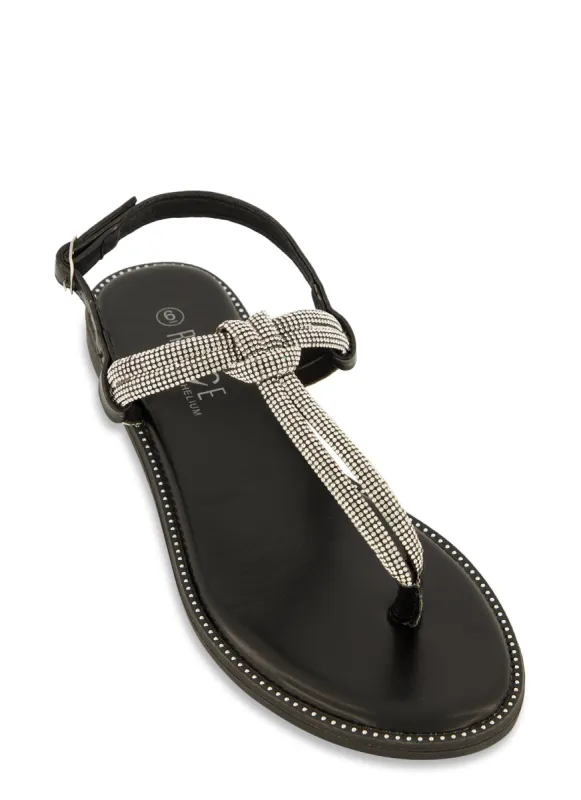 Buckle Strap Rhinestone Thong Sandals sold by Rainbow