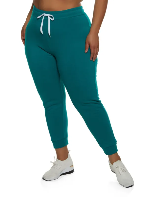 Plus Size Solid High Waisted Joggers sold by Rainbow