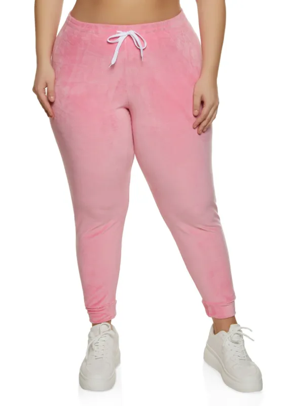 Plus Size High Waist Velour Joggers sold by Rainbow