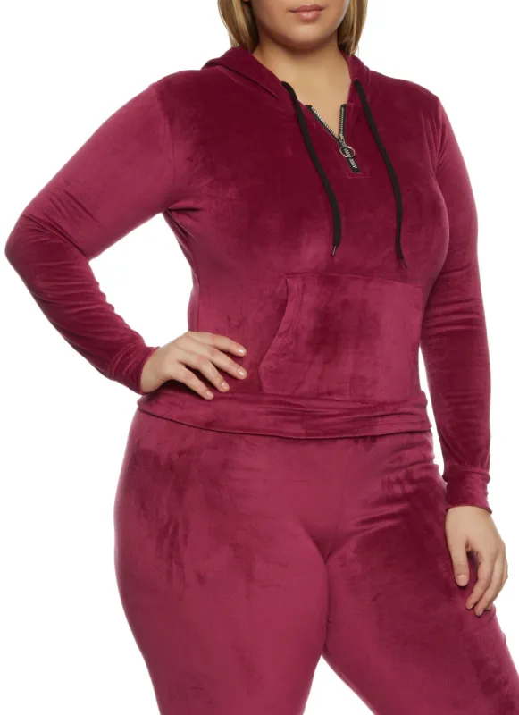Plus Size Half Zip Velour Sweatshirt sold by Rainbow
