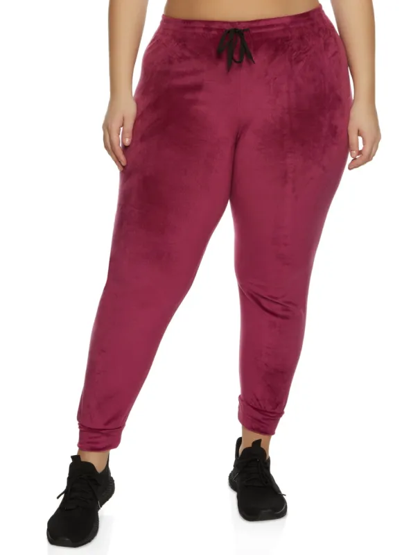 Plus Size High Waist Velour Joggers sold by Rainbow