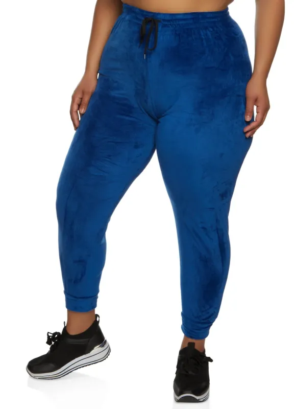 Plus Size High Waist Velour Joggers sold by Rainbow