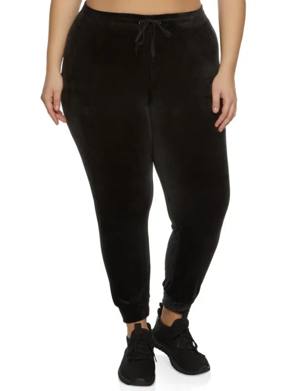 Plus Size High Waist Velour Joggers sold by Rainbow